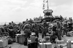 USAAF 9th AF Personnel are transported to Normandy by Royal Navy LCT647  LTN2030 Landing Craft, Tank of the 28LCT flotilla on June 7, 1944 D 