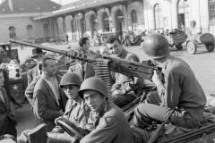 US 45th Infantry Division Thunderbirds Personnel & Vehicles in Grenoble, Southern France - September 1944